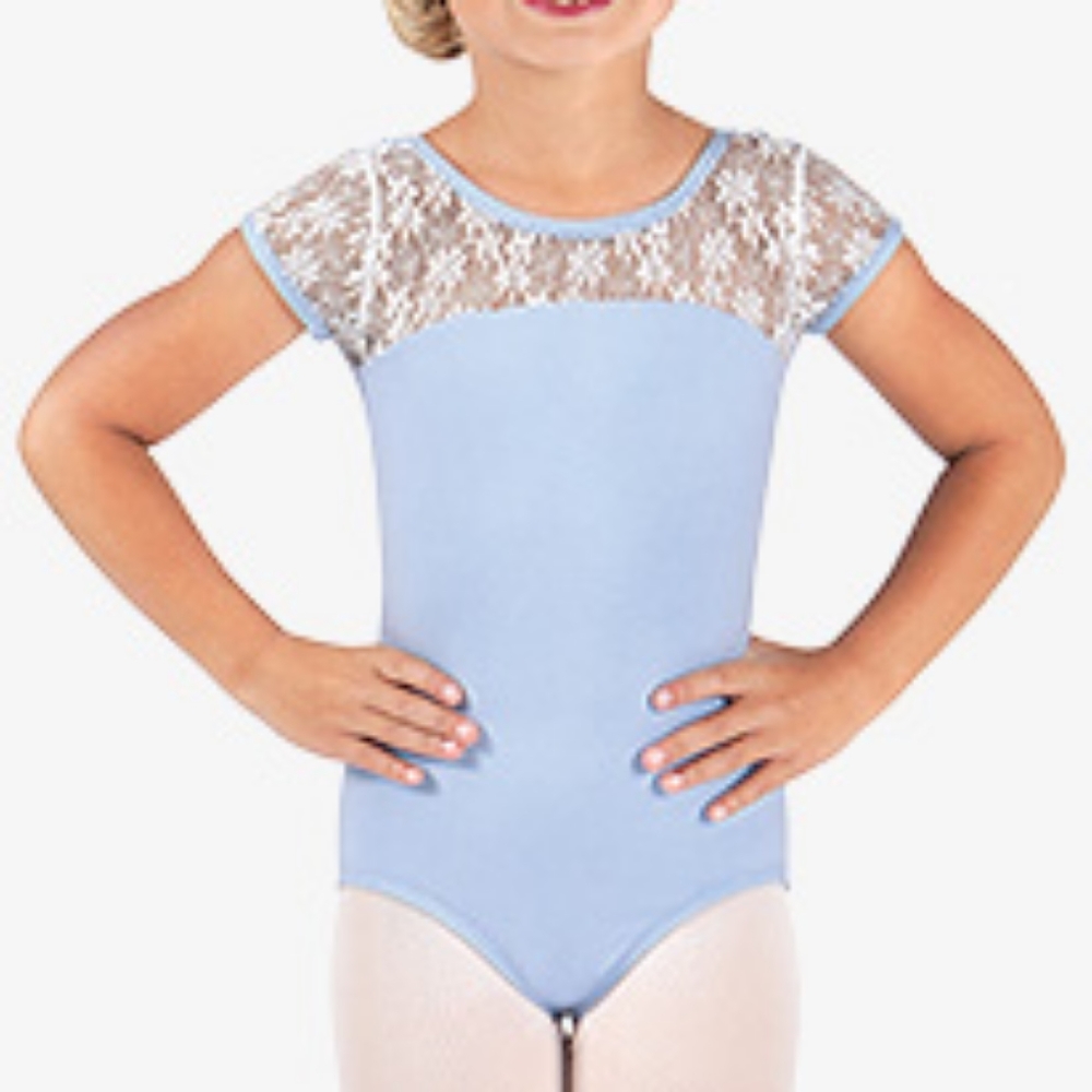 Black Lace Cap Sleeve Leotard